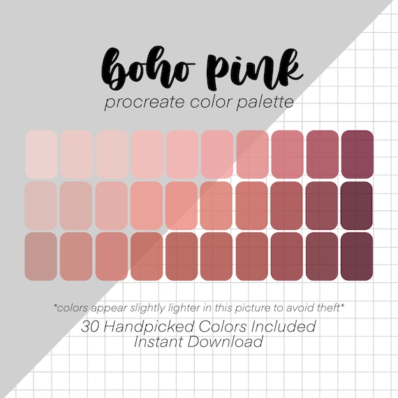 Boho Pink Procreate Color Palette (30 Colors) Colors Swatches