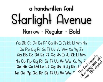 Starlight Avenue | Cute and Simple Handwritten Font | Digital Notetaking | Handwriting | Typeface | Digital Download | Study Font