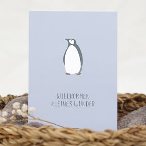 Tarjeta de nacimiento: Bienvenido pequeño milagro – Pingüino