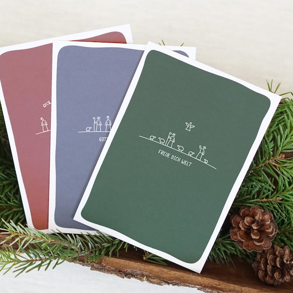 Christliches Weihnachtskarten-Set: "Weihnachtsnacht" – 3 Karten