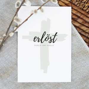Christliche Osterkarte: Erlöst durch das Kreuz