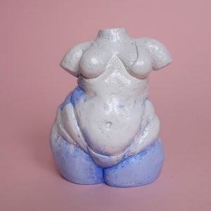 Body shaped sculpture, New Venus, art, Body Positive, figurine, blue, woman. Perfect gift White and blue