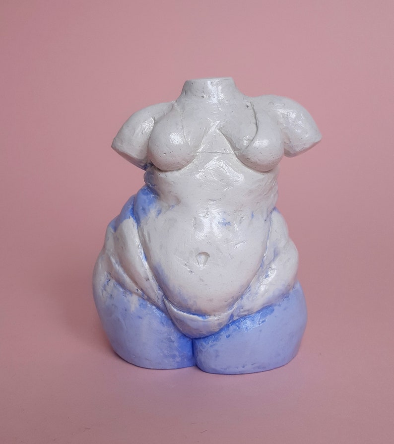 Body shaped sculpture, New Venus, art, Body Positive, figurine, blue, woman. Perfect gift White and blue