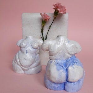 Body shaped sculpture, New Venus, art, Body Positive, figurine, blue, woman. Perfect gift image 8