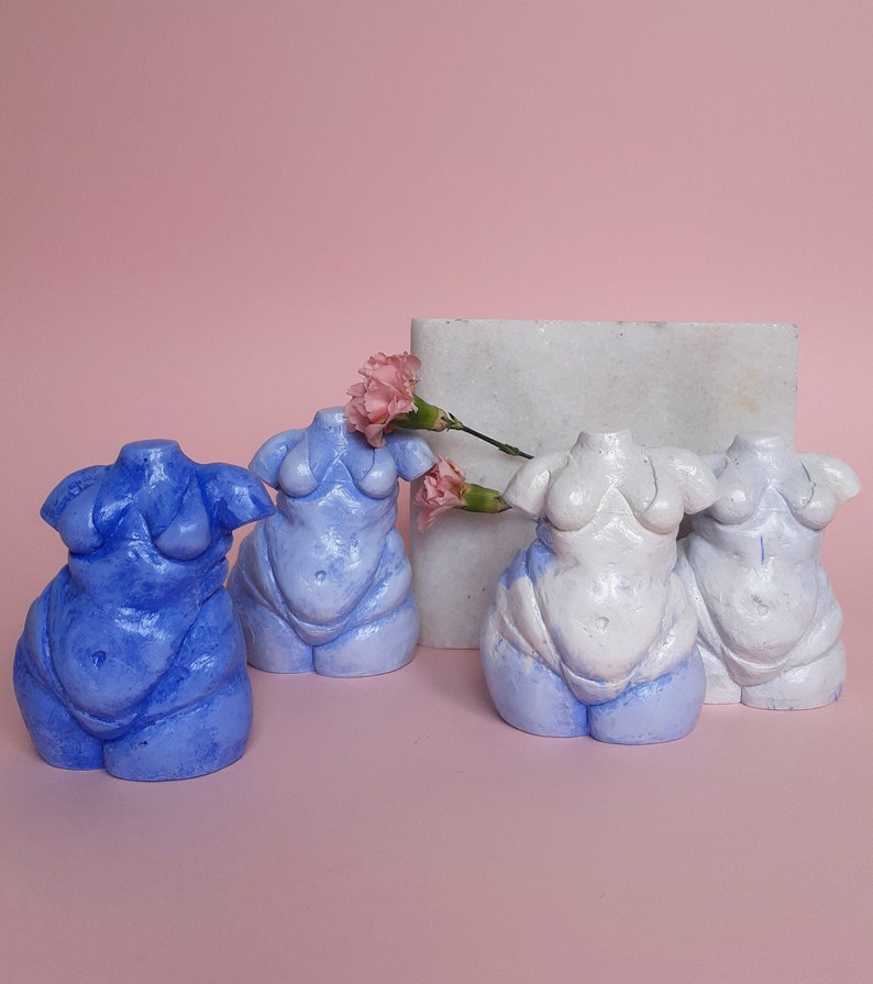 Body shaped sculpture, New Venus, art, Body Positive, figurine, blue, woman. Perfect gift image 5