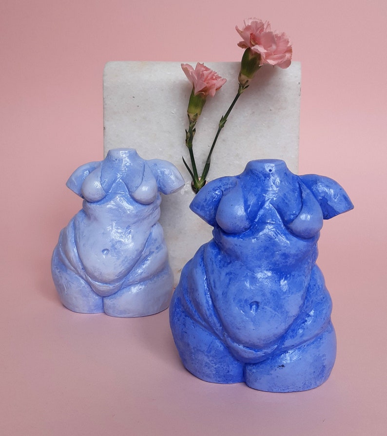 Body shaped sculpture, New Venus, art, Body Positive, figurine, blue, woman. Perfect gift image 4