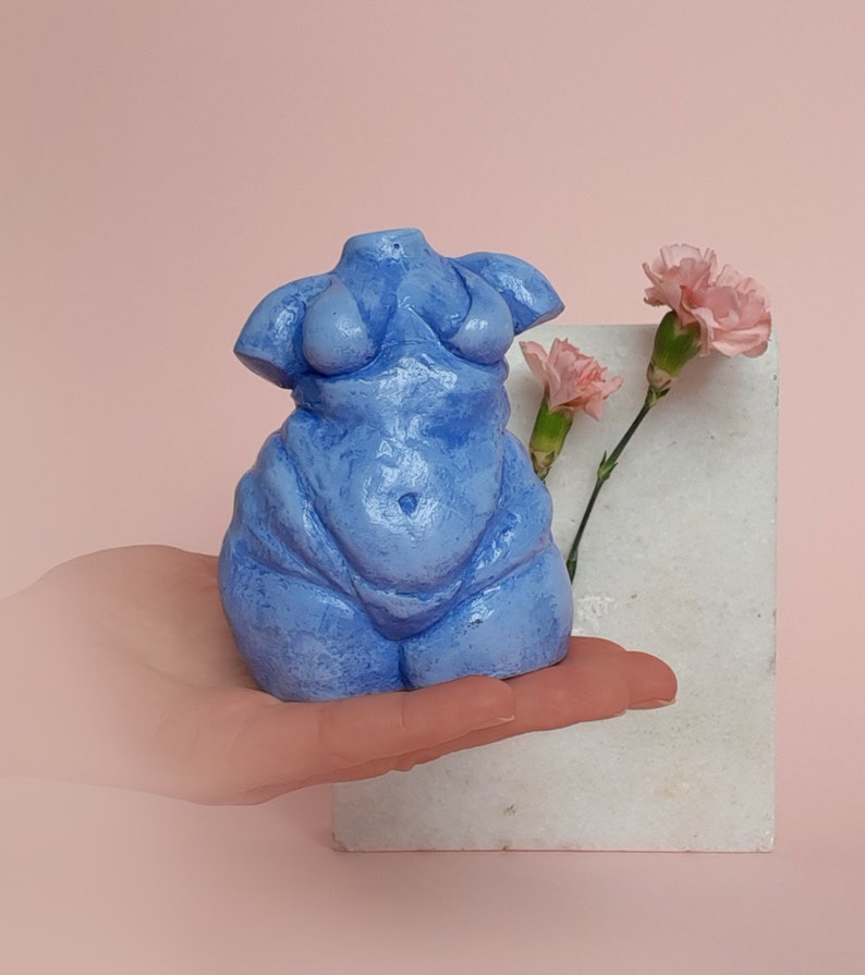 Body shaped sculpture, New Venus, art, Body Positive, figurine, blue, woman. Perfect gift image 3