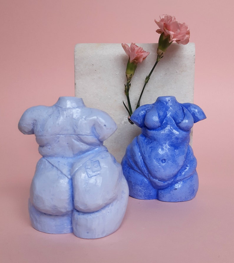 Body shaped sculpture, New Venus, art, Body Positive, figurine, blue, woman. Perfect gift image 6