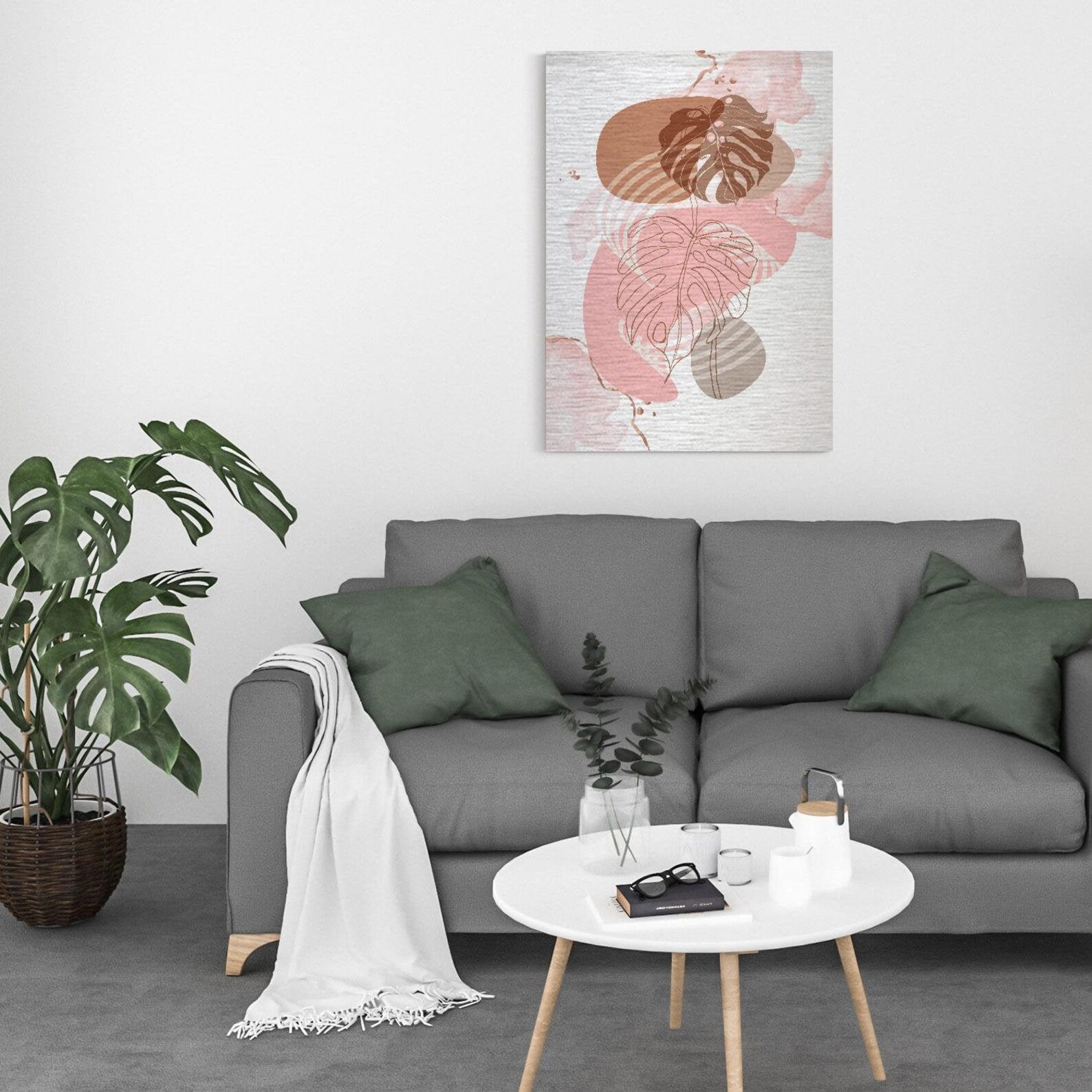 Metal Poster Monstera Pink Botanic Modern wall art Home Etsy