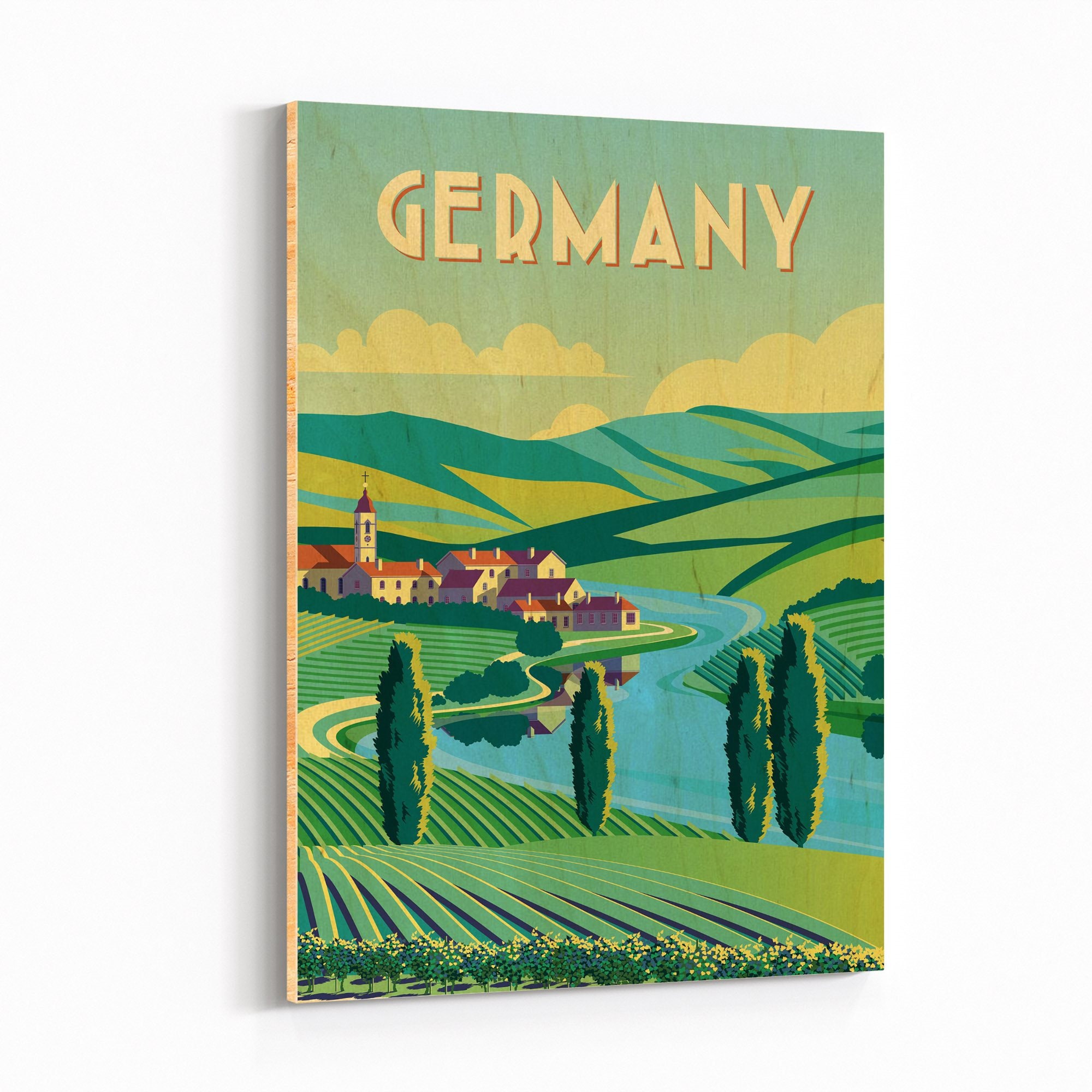 Wood Poster Germany Travel poster Landscape Vintage | Etsy