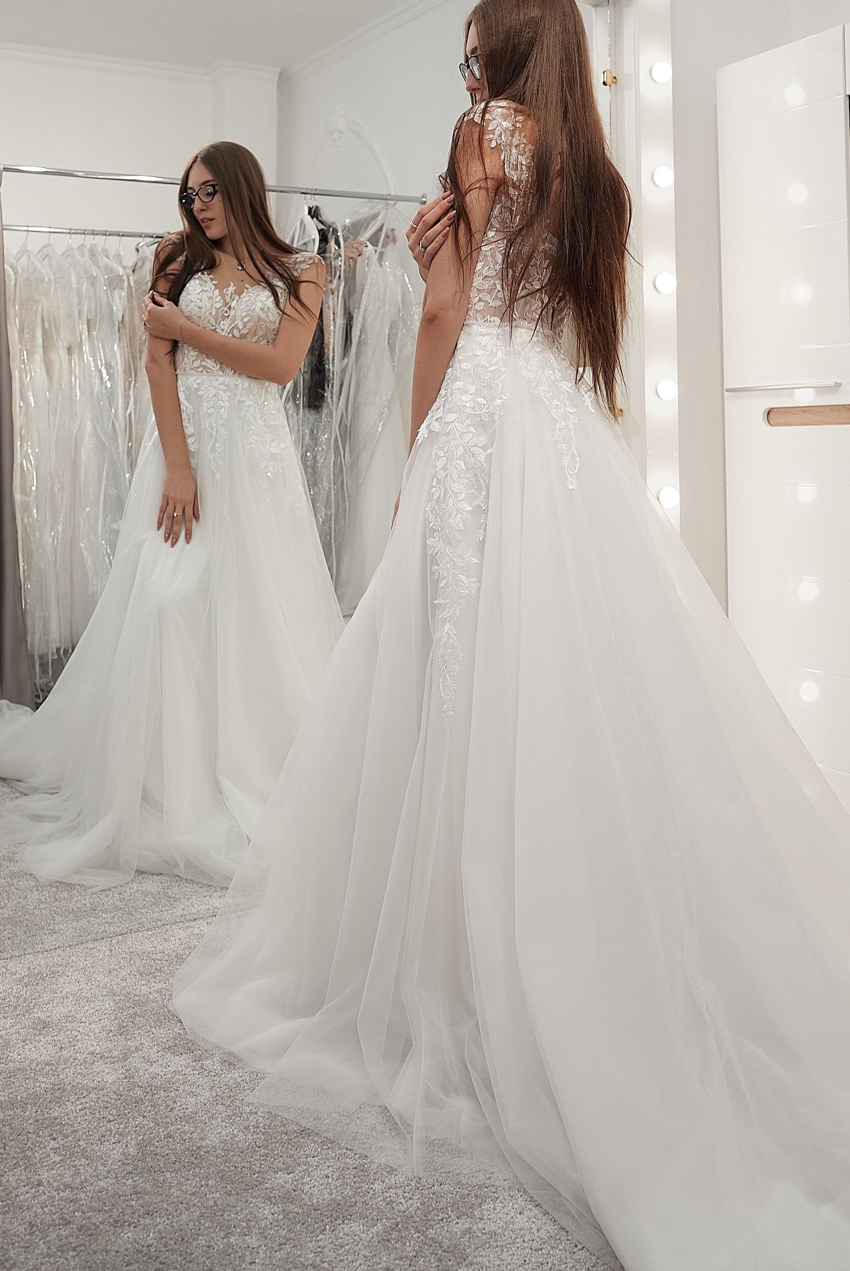 long sleeve 2 piece wedding dress 2-in-1 Mermaid Lace Wedding Dress with High Neck & Overskirt | Silque main image 0