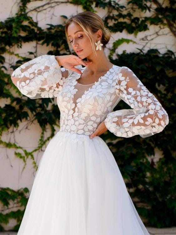 Cinderella Wedding Dress Long Sleeve - Etsy