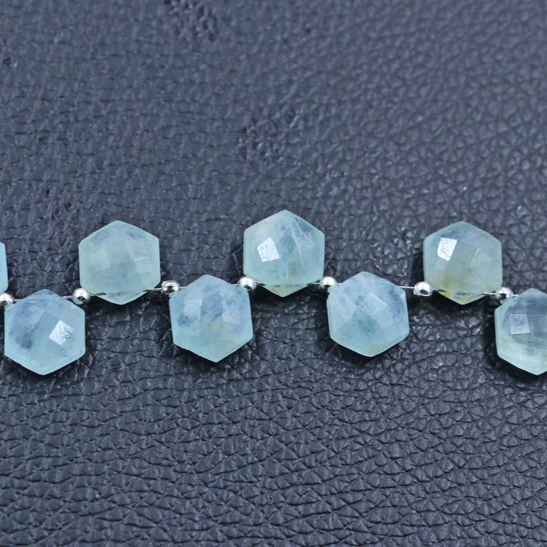 10 pieces natural Aquamarin pantagon shape 10X12 drilled gems Aquamarin stone beads,side drilled natural Aquamarin pantagon size 10X10 mm