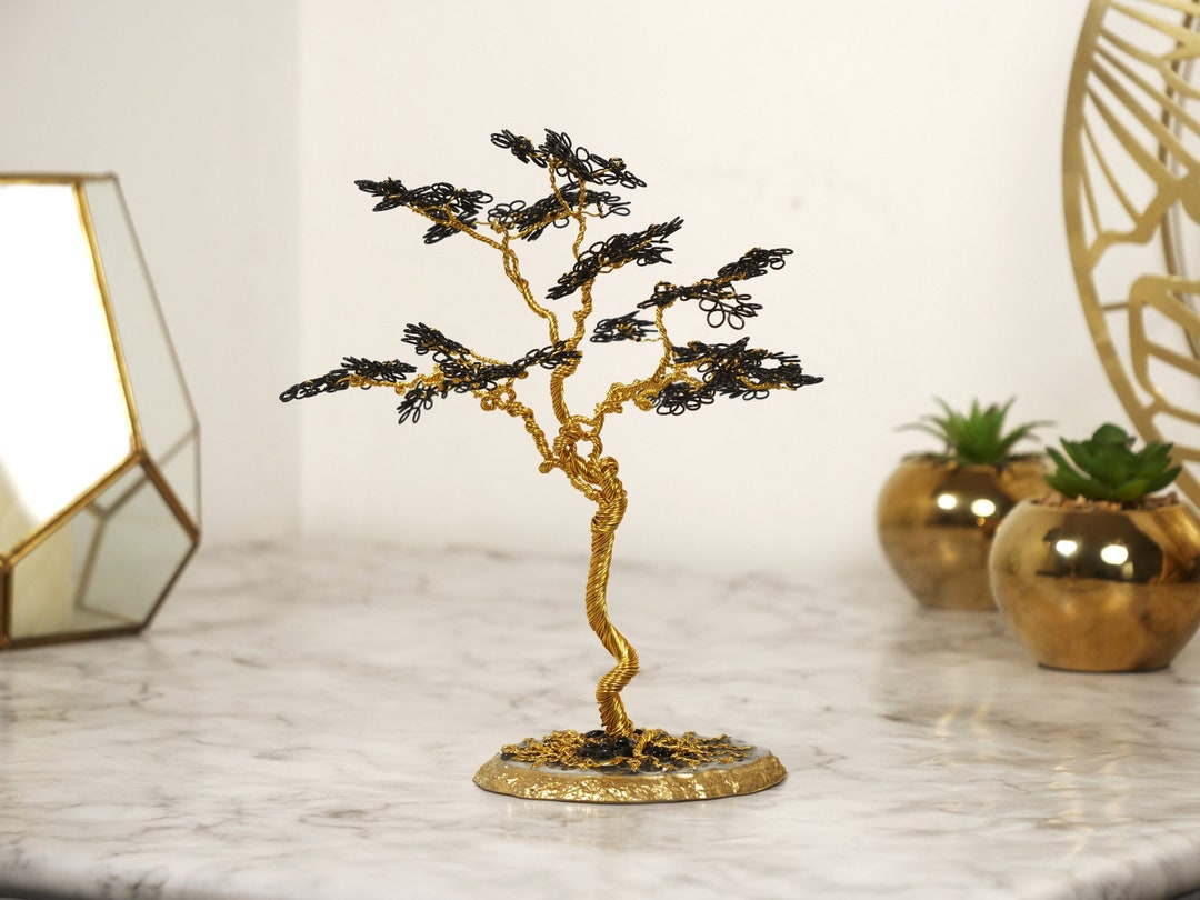 Wire Sculpture Tree Golden Bonsai Tree Metal Tree Tree of Etsy