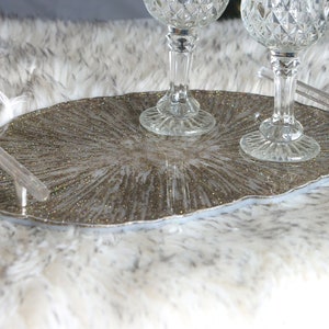 Resin Tray with Handles: Silver Glitter