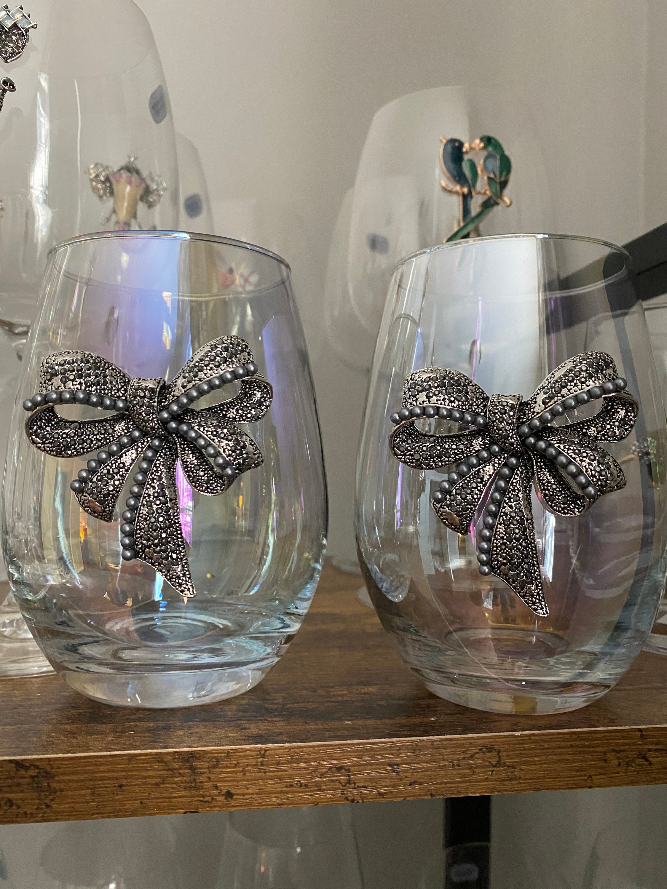 Set of 2 stemless iridescent wine glasses with beautiful Etsy