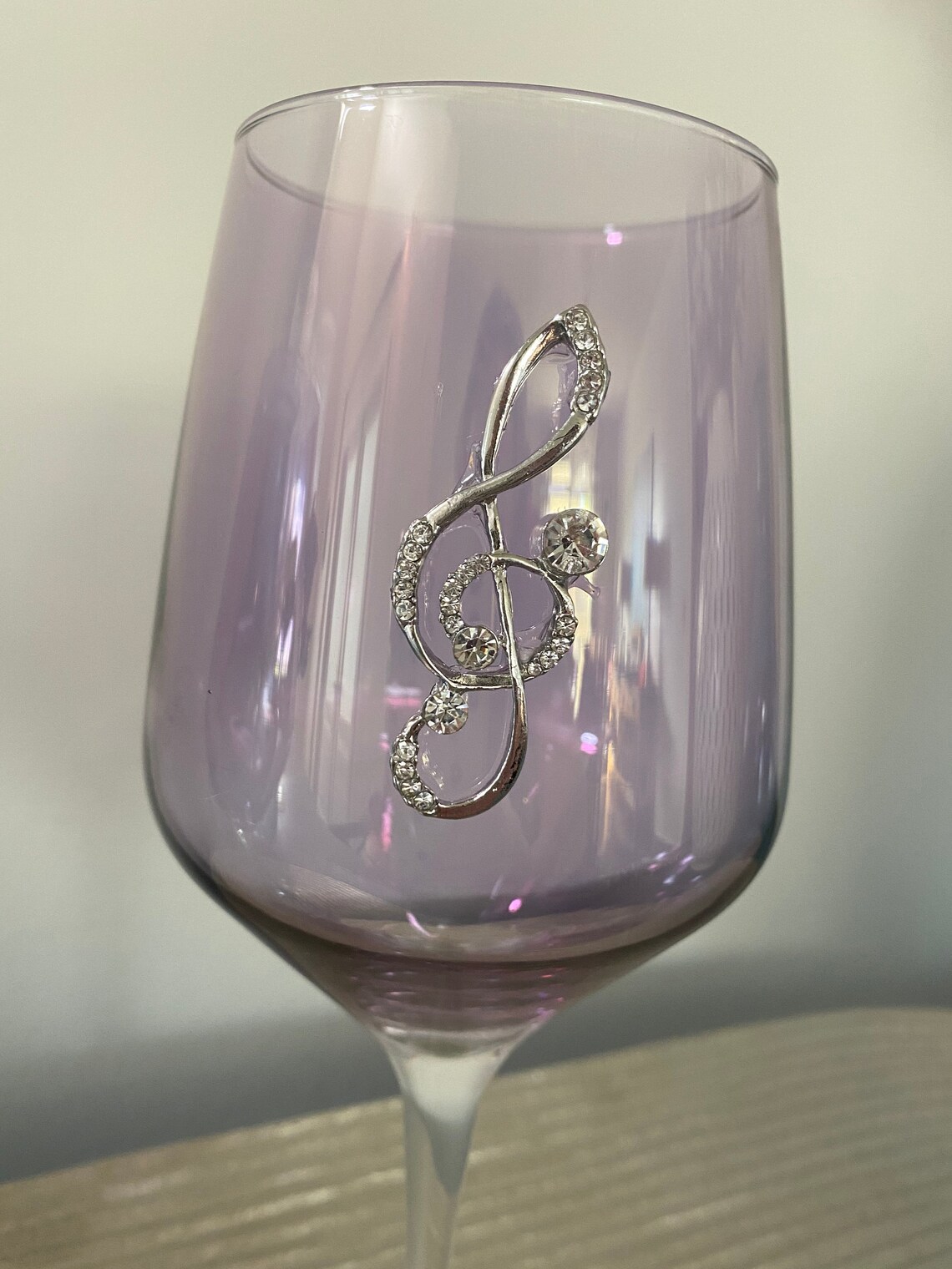 Single purple wine glass with silver music note Etsy