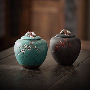 Relief Plum Blossom Ceramic Tea Storage Canister Accessories