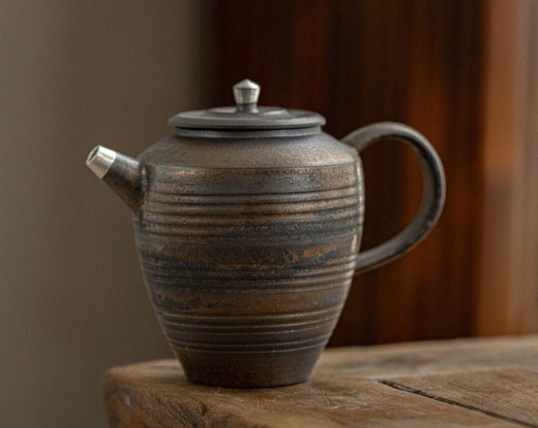 Ceramic Teapots Silver Gilt Bronze Tea Pot 170ml Etsy