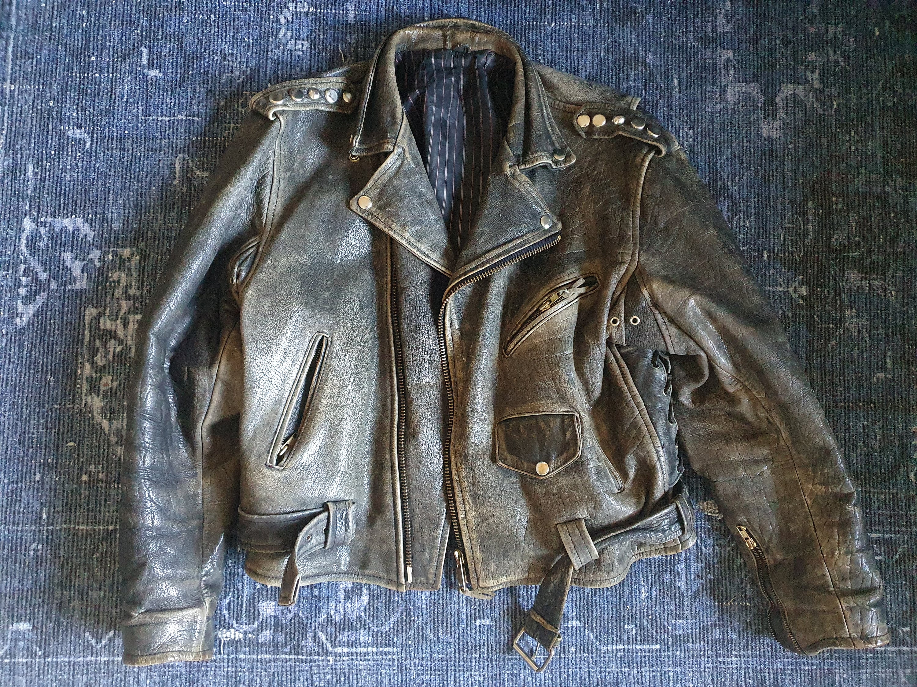 Jakewood Brown and Gold Varsity Look Leather Jacket (XL) | HipHopCloset