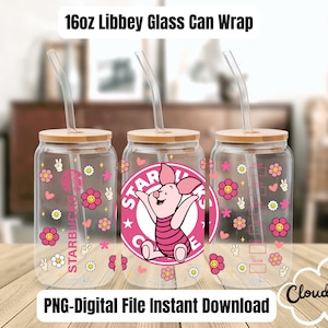 Libbey Can Glass Wrap l Glastasse PNG Transfer l Transfer Wrap Digitale Datei l Cartoon Classic Glass Can Wrap für Kinder l