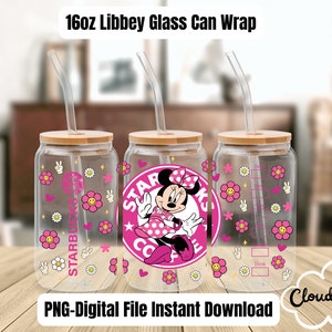 Libbey Can Glass Wrap l Glass Cup PNG Transfer l Transfer Wrap Digital File l Kid's Cartoon Classic Glass Can Wrap l