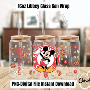Libbey Can Glass Wrap l Glass Cup PNG Transfer l Transfer Wrap Digital File l Kid's Cartoon Classic Glass Can Wrap l