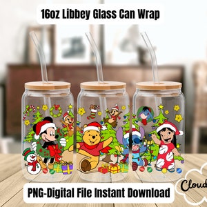Christmas Holiday Libbey 16 oz l Merry Christmas Glass Can 16oz l Santa Tumbler l Christmas Tumbler png l Christmas Glass Can Wrap l Digital