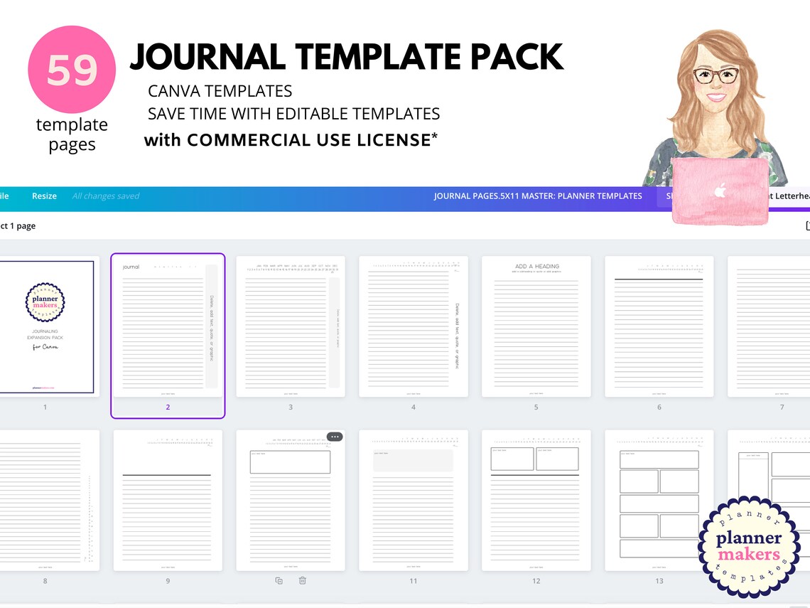 Canva Journal Templates Commercial Use Canva Templates For Etsy