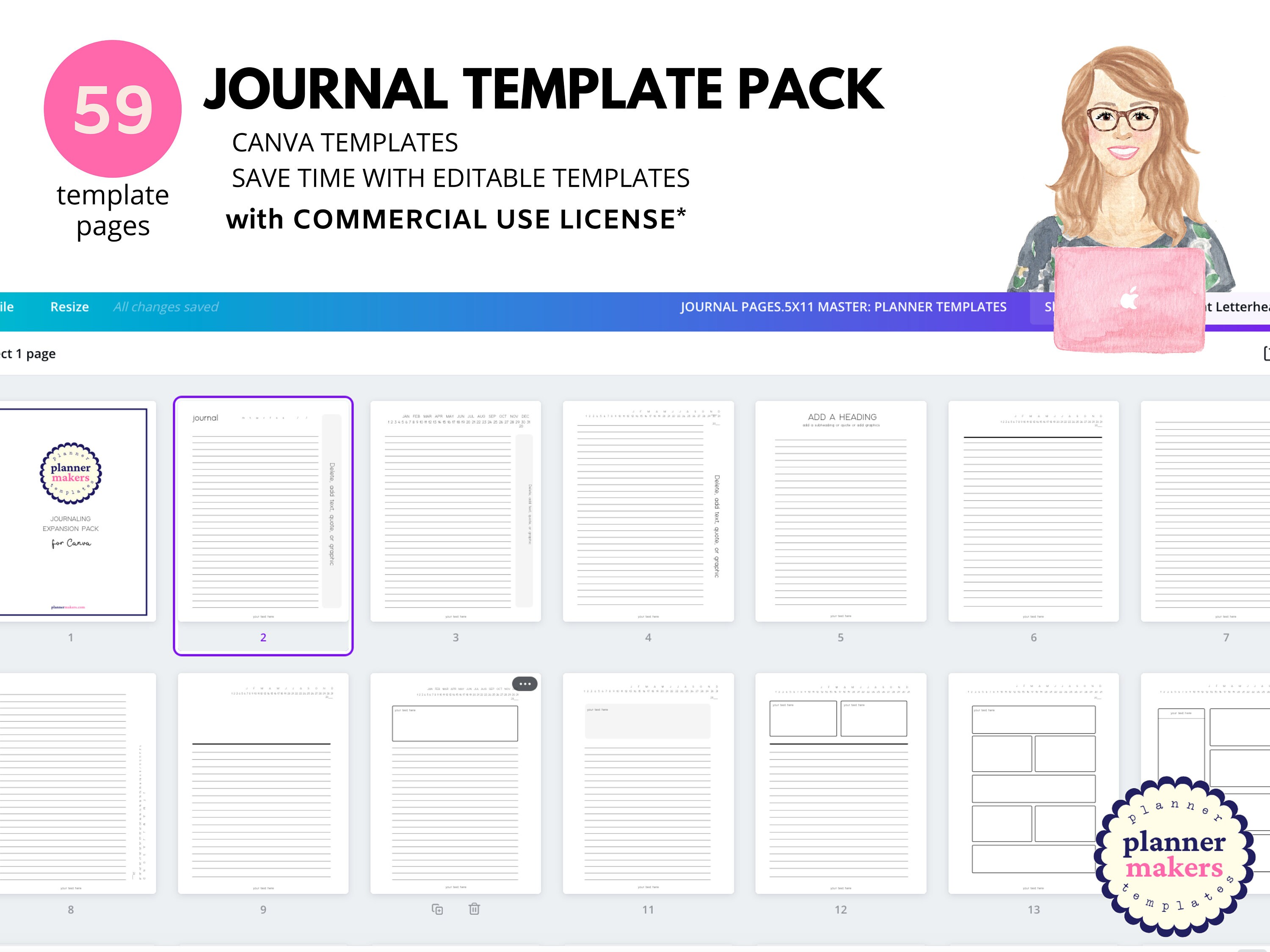 Canva Journal Templates Commercial Use Canva Templates For Etsy