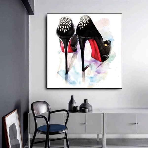 140 # Pittura di lusso - Fashion Wall Art - Louboutin Heels - pittura pop art di lusso - Poster di tacchi a spillo rossi: So Kate Red Bottom Stiletto