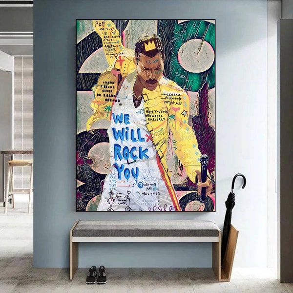 tableau pop culture - déco pop culture - tableau graffiti - Freddy Mercury Print - Freddy Mercury Canvas : we will rock you