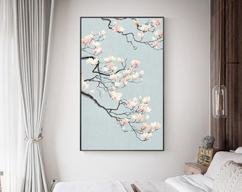 35# 1 Cherry Blossom Printable Wall Art, Blush Pink Flower Watercolor Print, Minimalist Bedroom Decor, Living Room Wall Art, Zen, Feng Shui