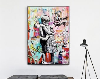 274# pop culture painting - pop culture decoration - banksy pop art - banksy street art - banksy painting - banksy canvas - i will love you forever