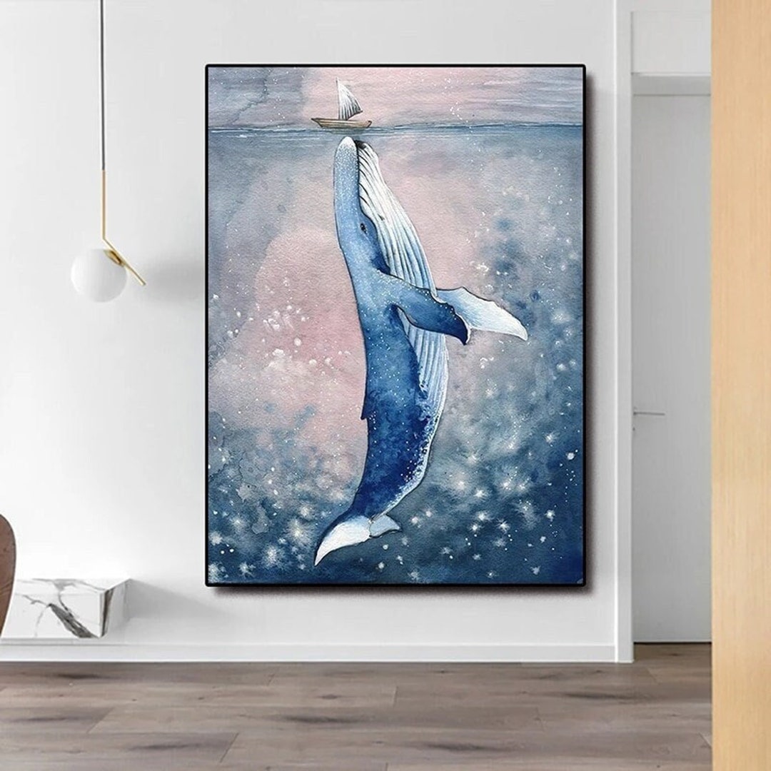 82 the Great Whale and the Ship Whale Painting Whale Print Whale ...