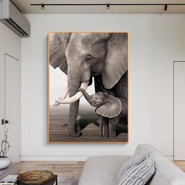 130# 1 Elephant Wall art Canvas - Elephant wall art & Animal wall art canvas - asian canvas wall art - Meditation canvas wall art