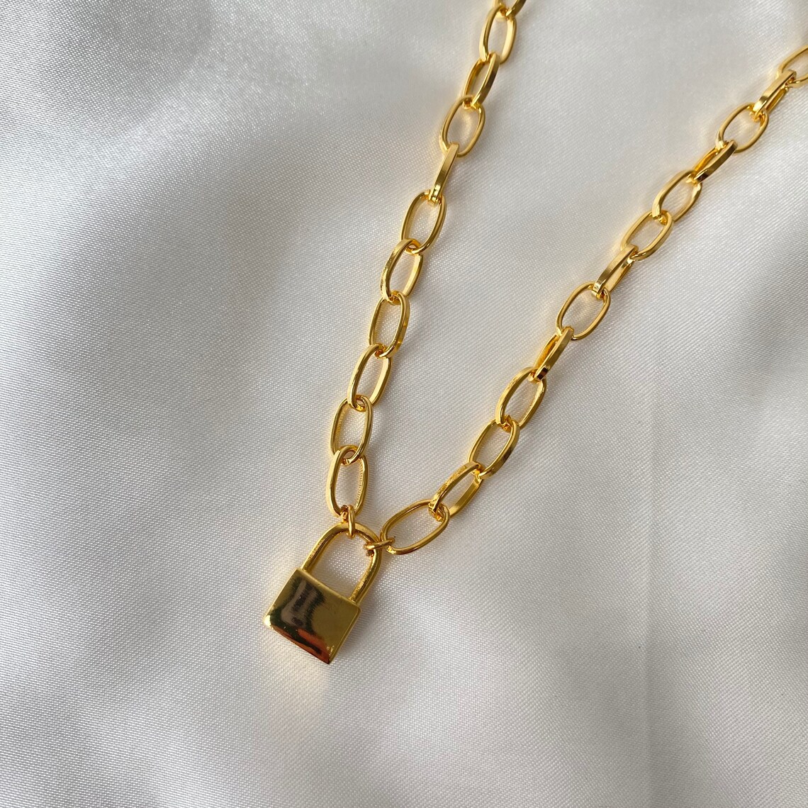 Handmade Gold Padlock Necklace 24K Gold Plated Etsy