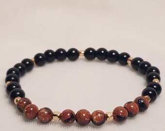 Gold Hematite // Sandstone-Goldstone Bracelet