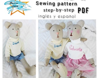 1 PDF patterns for baby bears in English and Spanish, and step-by-step for sewing.