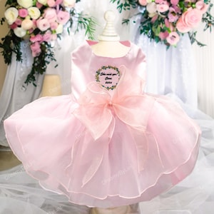 Abito tutù da sposa per cani e gatti / Grande fiocco in organza / Multicolore / Nome facoltativo