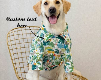 Hawaiian Pet Shirt, Custom Dog Shirt with Name, Dog Lightweight Breathable Sun Protection Shirt - Perfect for Large Breeds