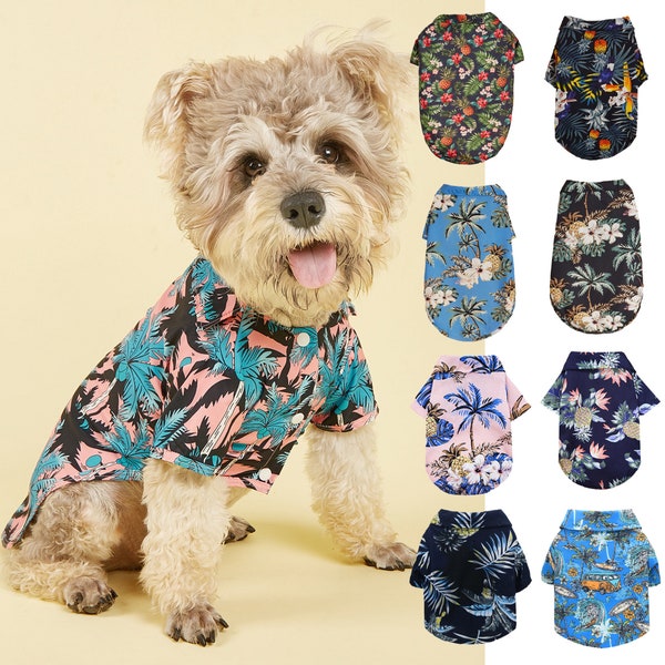 Hawaiian Pet Shirt - Personalized Summer Tropical Pet Clothing - Stylish Tropical Dog/Cat Clothes with Button Closure