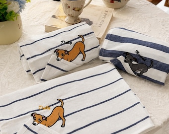 Custom Pet Kitchen Towel, 100% Cotton Embroidered Tea Towel, 40x60cm