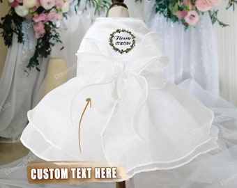 Abito tutù da sposa per cani e gatti / Grande fiocco in organza / Multicolore / Nome facoltativo / Taglia personalizzata