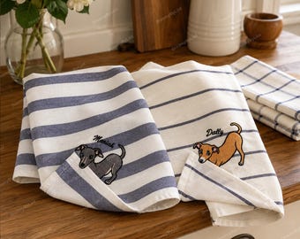 Torchon de cuisine personnalisé pour animaux de compagnie | Torchon personnalisé pour chien ou chat | 100 % coton | 40 x 60 cm