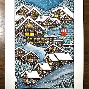 Ski Chalets at Night