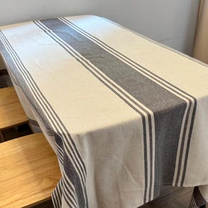 Cotton and linen tablecloth/Green square stripe/Custom tablecloth/Gray tablecloth/Vintage tablecloth/Business tablecloth/Burlap tablecloth