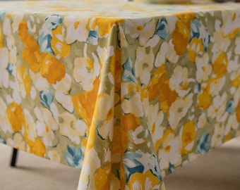 Cotton tablecloth,Cottage tablecloth,Square tablecloth,Large tablecloth,Kitchen decor,Housewarming gift,Flower tablecloth,Printed tablecloth