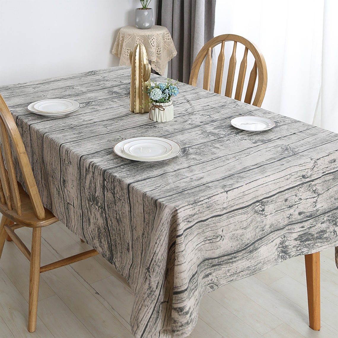 Wood Grain Tableclothcotton and Linen Tableclothoutdoor Etsy