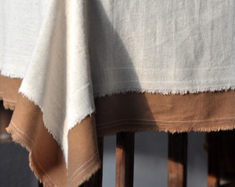 Cotton and linen tablecloth/Housewarming gift/Rectangle tablecloth/Rustic tablecloth/Natural tablecloth/Wedding decor/Farmhouse tablecloth